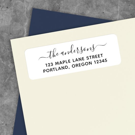 Trendy Calligraphy Script Family Return Address Etiket