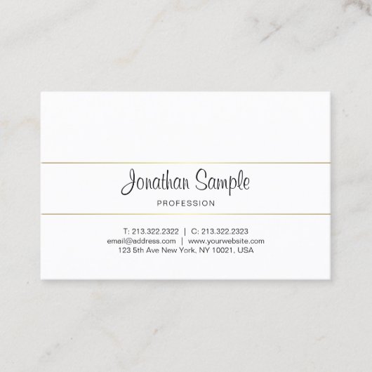 Trendy Calligraphy Script Gold Design Luxury Plain Visitekaartje (Voorkant)