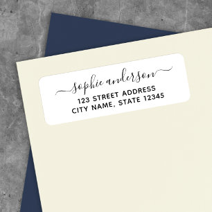 Trendy Calligraphy Script Name Return Address Etiket