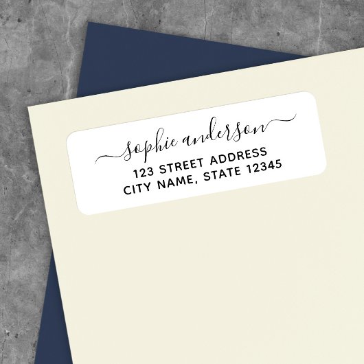 Trendy Calligraphy Script Name Return Address Etiket