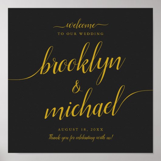 Trendy Calligraphy Wedding Welcome Square Sign Poster (Voorkant)