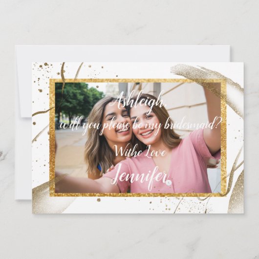 trendy Calligraphy  wordt mijn bruidsmeisje   Uitn Kaart (Achterkant)