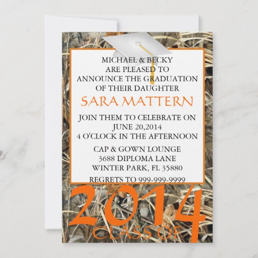 Trendy Camo Classic Elegant Afstuderen Invitation Kaart (Voorkant)
