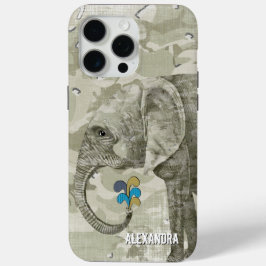 Trendy Camo Olifant op Groene Camouflage iPhone 15 Pro Max Hoesje