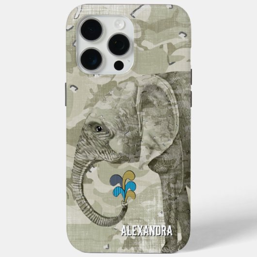 Trendy Camo Olifant op Groene Camouflage Case-Mate iPhone Case (Achterkant)