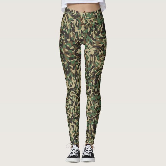 Trendy Camouflage Groen  Leggings (Voorkant)