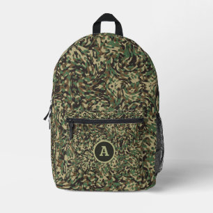 Trendy camouflage groene gepersonaliseerde letter bedrukte rugzak