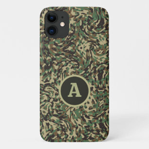 Trendy camouflage groene gepersonaliseerde letter Case-Mate iPhone case