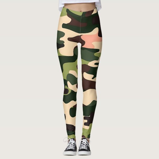Trendy Camouflage Leggings voor Actief en Casual W (Voorkant)