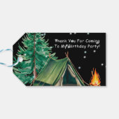 Trendy Camp Out Boy's Verjaardagsfeestje Dank u Cadeaulabel (Achterkant Horizontaal)