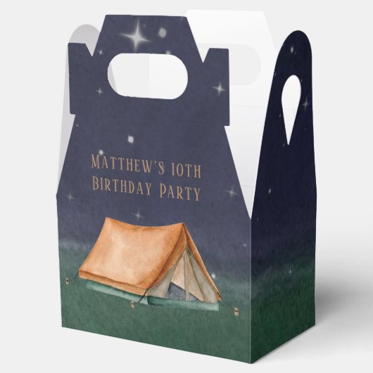 Trendy Campout Sleepover Boy Birthday Party Bedankdoosjes (Geopend)
