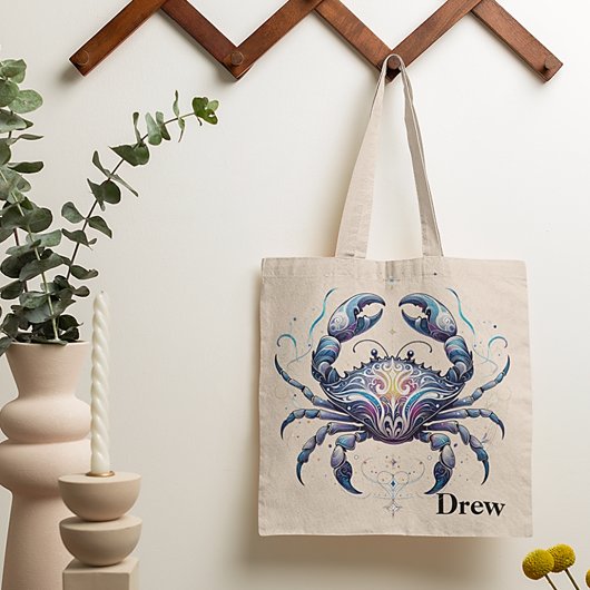 Trendy Cancer Waterverf Zodiac Design Tote Bag