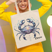 Trendy Cancer Waterverf Zodiac Design Tote Bag
