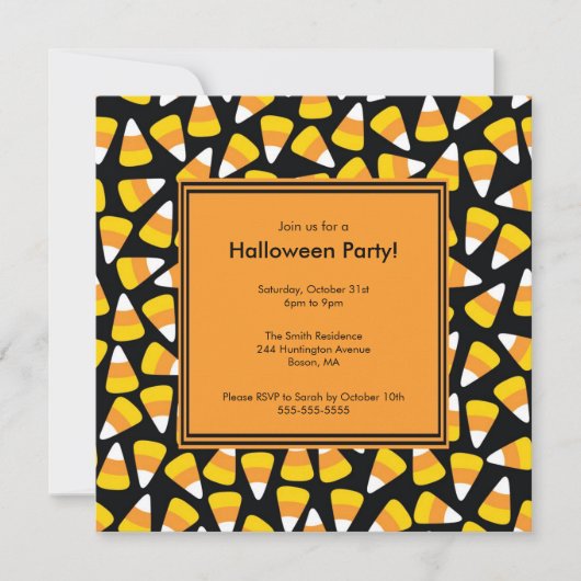 Trendy Candy Corn Halloween Invitation Kaart (Voorkant)