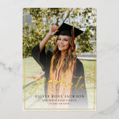 Trendy Casual Modern Photo Afstuderen Gold Folie Uitnodiging (Voorkant)