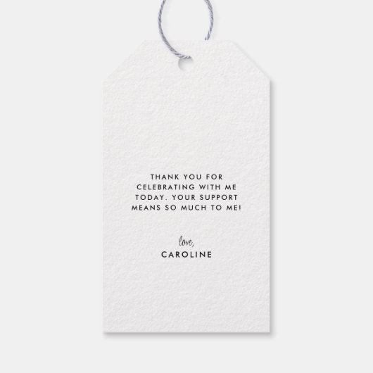 Trendy Casual Script Afstuderen Foto Dank u Cadeaulabel (Achterkant)