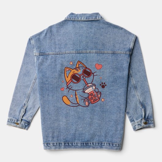 Trendy Cat Boba Tea Zip Jacket – Schattige & Gezel (Achterkant)