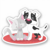 Trendy Cat en Dog Square Sticker (Voorkant)