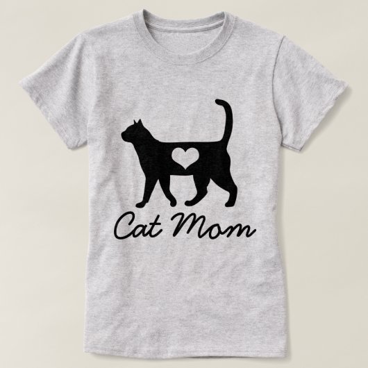 Trendy Cat mam Cat Silhouette & Heart T-shirt (Design voorkant)