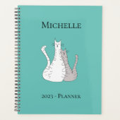 Trendy Cats Personalized Blauwgroen Green Planner (Voorkant)