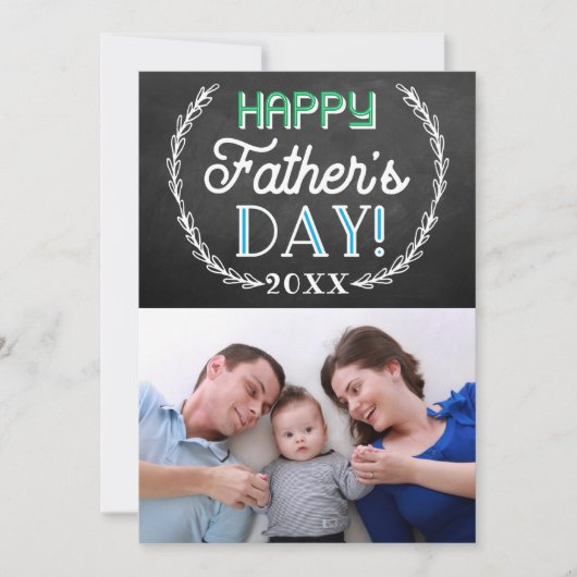 Trendy Chalkboard Aangepaste foto-Vaderdag Kaart (Voorkant)