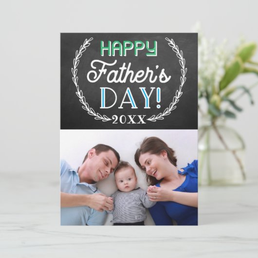 Trendy Chalkboard Aangepaste foto-Vaderdag Kaart (Staand voorkant)