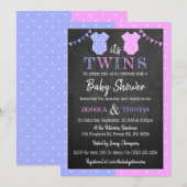 Trendy Chalkboard Boy & Girl Twins Baby shower Kaart (Voorkant / Achterkant)
