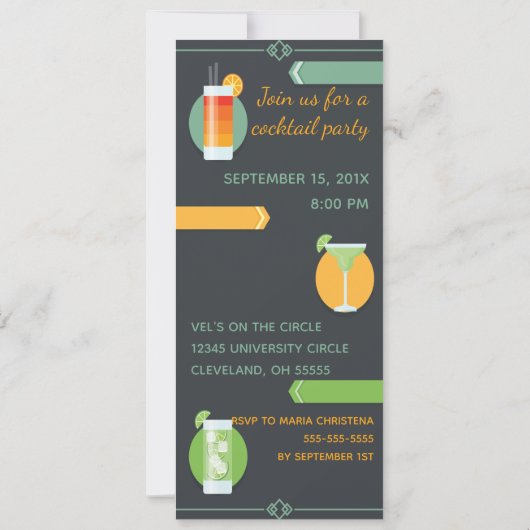 Trendy Chalkboard Cocktail Party uitnodiging (Achterkant)