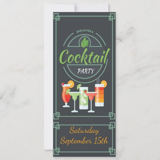 Trendy Chalkboard Cocktail Party uitnodiging (Voorkant)