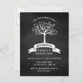Trendy Chalkboard Family Reunion met Tree Uitnodiging Briefkaart (Voorkant / Achterkant)
