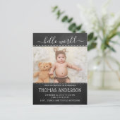 Trendy Chalkboard Fotoaankondiging Aankondigingskaart (Staand voorkant)