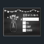 Trendy Chalkboard Mason Jar Wedding RSVP Uitnodiging Briefkaart<br><div class="desc">Chalkboard Mason Jar Wedding RSVP-kaarten die aan uw specificaties voor evenementen kunnen worden aangepast.</div>