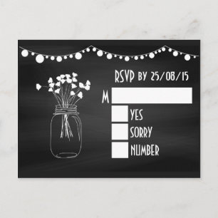 Trendy Chalkboard Mason Jar Wedding RSVP Uitnodiging Briefkaart
