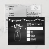 Trendy Chalkboard Mason Jar Wedding RSVP Uitnodiging Briefkaart (Voorkant / Achterkant)
