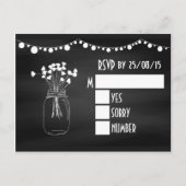 Trendy Chalkboard Mason Jar Wedding RSVP Uitnodiging Briefkaart (Voorkant)
