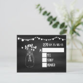 Trendy Chalkboard Mason Jar Wedding RSVP Uitnodiging Briefkaart (Staand voorkant)