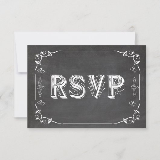 Trendy Chalkboard Matching Response Card RSVP Kaartje (Voorkant)