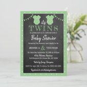Trendy Chalkboard Neutral Twins Baby shower Kaart (Staand voorkant)