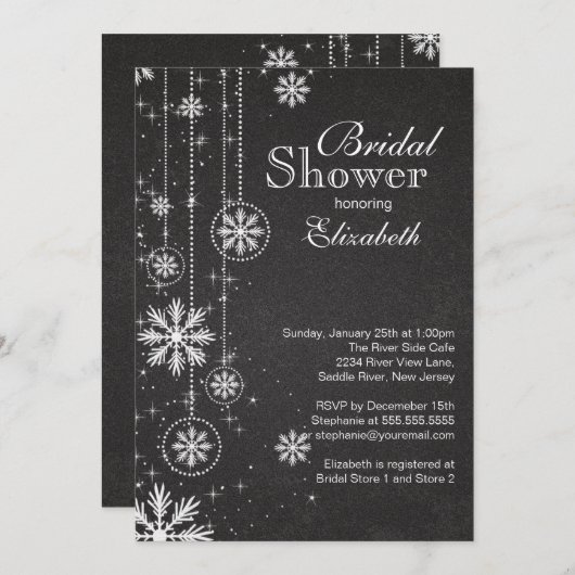 Trendy Chalkboard Snowflakes Winter Vrijgezellenfe Kaart (Voorkant / Achterkant)