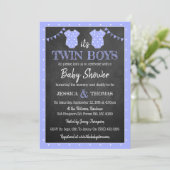 Trendy Chalkboard Twin Boys Baby shower Kaart (Staand voorkant)