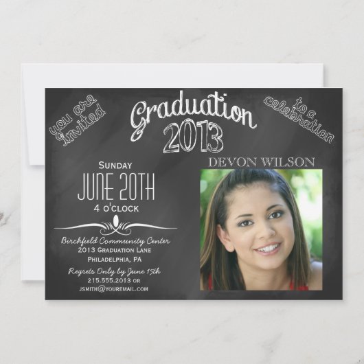 Trendy Chalkboard Typografie 2013 Afstuderen Kaart (Voorkant)