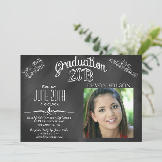 Trendy Chalkboard Typografie 2013 Afstuderen Kaart (Staand voorkant)