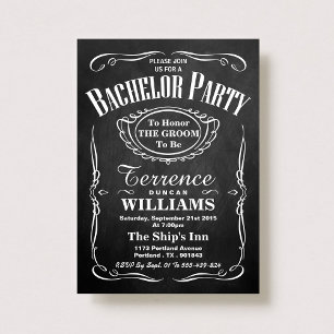Trendy Chalkboard Typography Bachelor Party Kaart