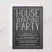 Trendy Chalkboard Typography Housewarming Party Kaart (Voorkant)