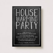 Trendy Chalkboard Typography Housewarming Party Kaart