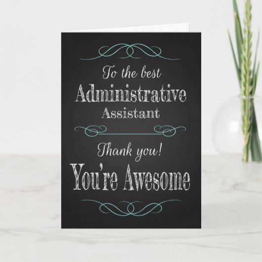 Trendy Chalkboard voor administratief personeel Kaart (Voorkant)