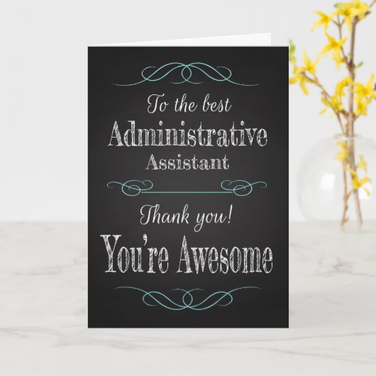 Trendy Chalkboard voor administratief personeel Kaart (Gele Bloem)