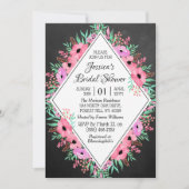 Trendy Chalkboard Waterverf Flowers Vrijgezellenfe Kaart (Voorkant)