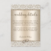 Trendy Champagne Glitter Damask Wedding Details Informatiekaartje (Voorkant)