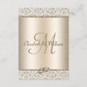Trendy Champagne Glitter Damask Wedding Details Informatiekaartje (Achterkant)
